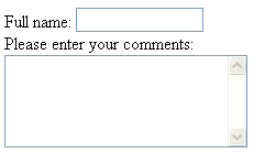 Screen shot of simple form with one input field and one text area