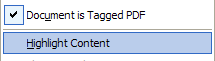 Highlight content option the tags tab