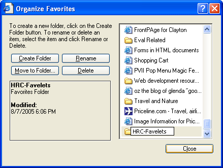 screen shot of create folder dialog