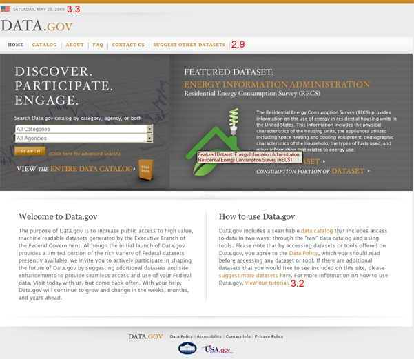 Screen shot of data.gov