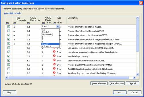 Custom tests, screen shot