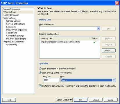 Choose files for scan, ccreen shot