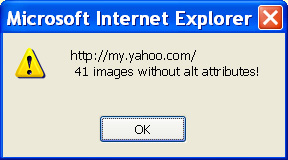 Screen shot of alert for alt--text errors 