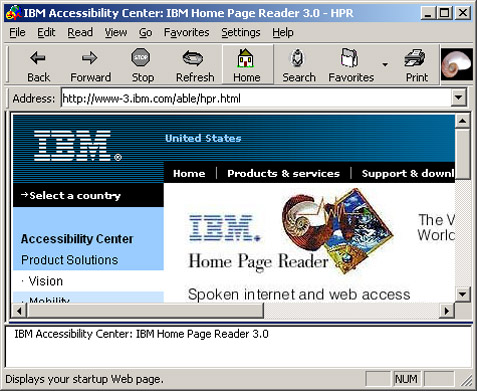 Screen shot of HPR user interface