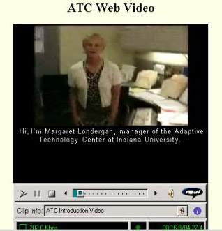 Screen shot of ATC example of captioned video