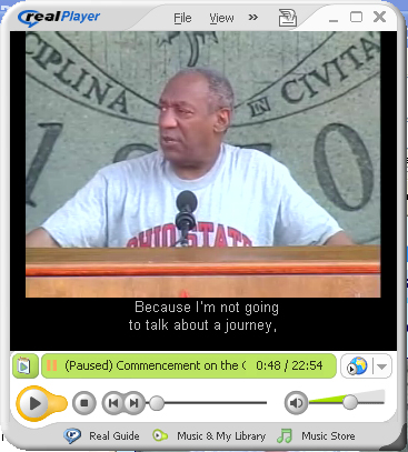 Screen Shot of RealPlayer with captions