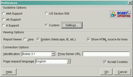 screen shot of bobby preferences dialog