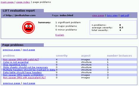 screen shot of lift error details